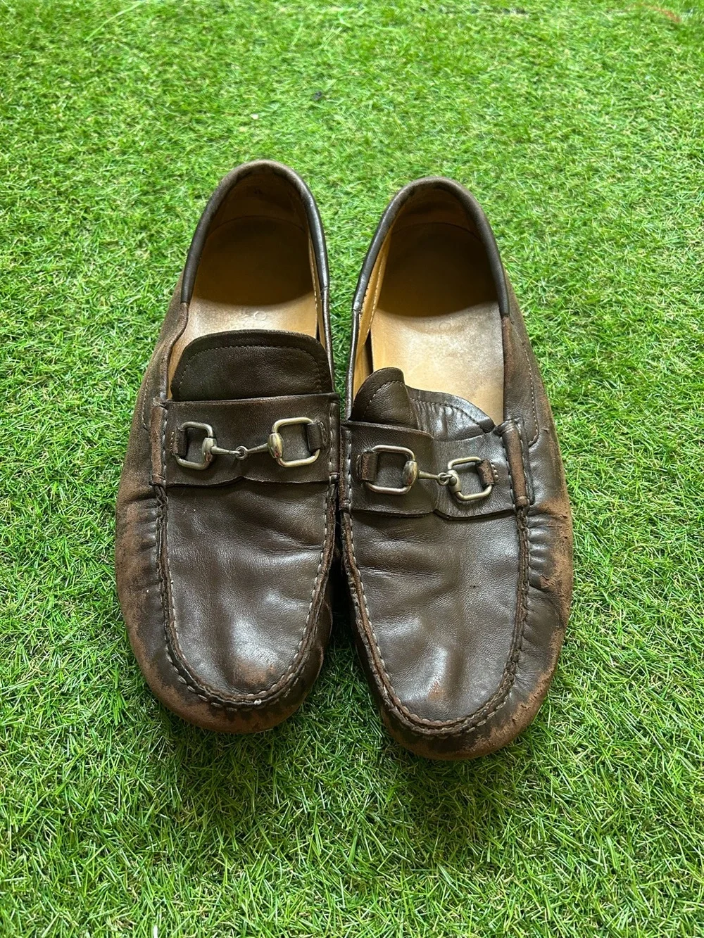 Gucci Brown Leather Men's Bit Loafers